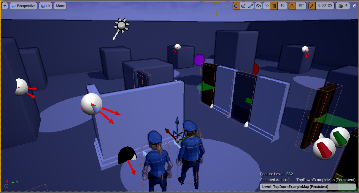 Testing out th walls with the doors (it affects enemy navigation).